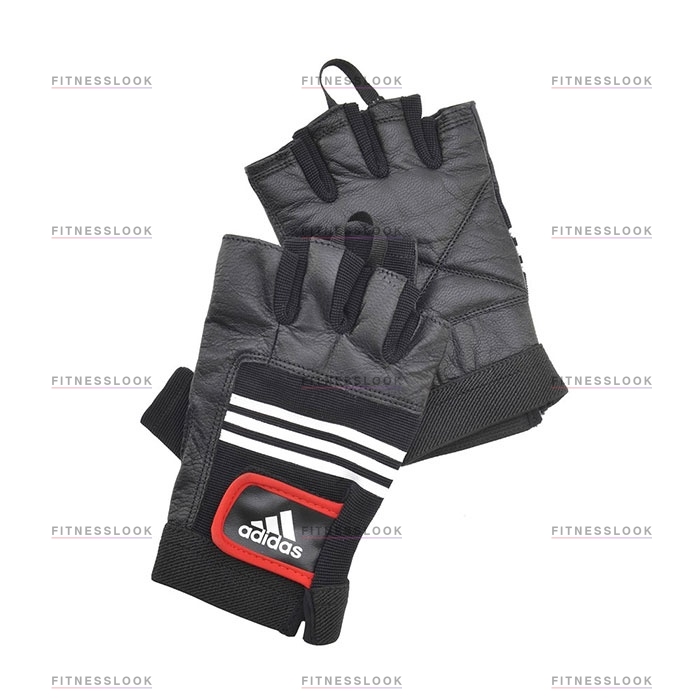 Перчатки Adidas тяжелоатлетические - кожаные S/M