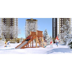 Зимняя деревянная горка Савушка Зима 2 в СПб по цене 69900 ₽