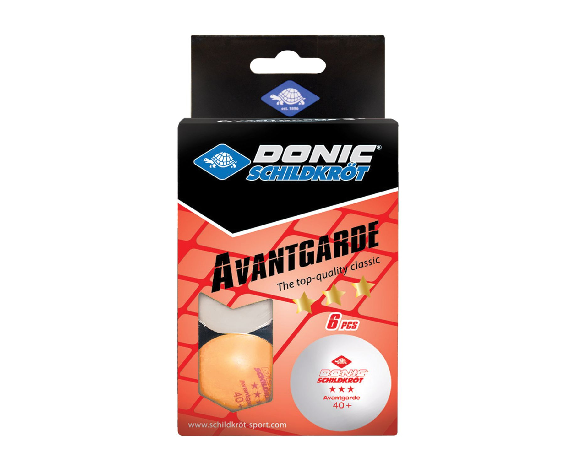 Мяч для настольного тенниса Donic AVANTGARDE 3* 40+, 6 штук, белый + оранжевый