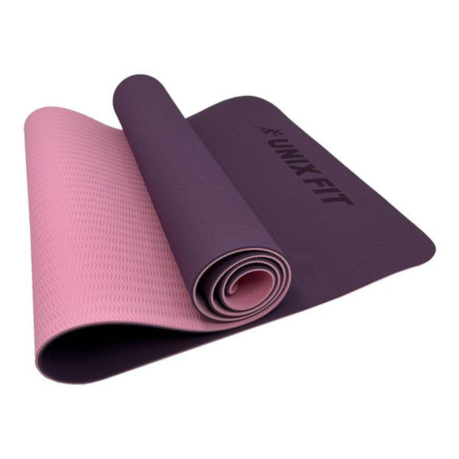 Коврик для йоги UnixFit двусторонний, двуцветный, фиолетовый