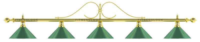 Лампа/светильник на пять плафонов Weekend Лампа на пять плафонов «Classic» (витая золотистая штанга, зеленый плафон D35см)