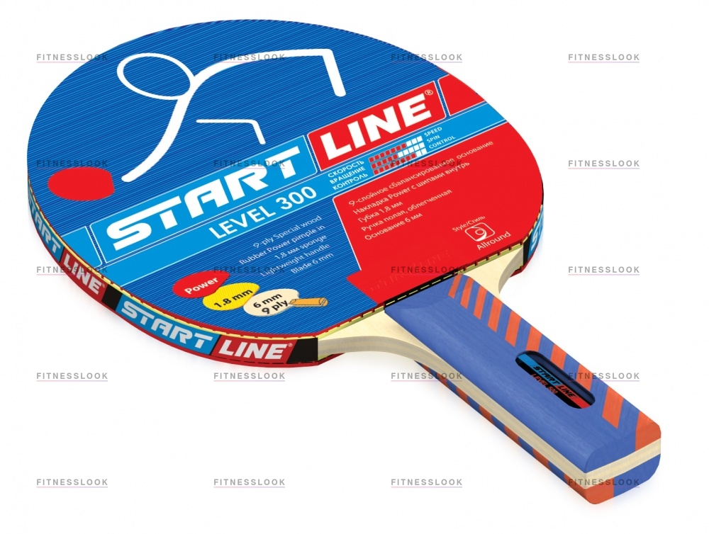 Level 300 прямая синяя в СПб по цене 590 ₽ в категории ракетки для настольного тенниса Start Line